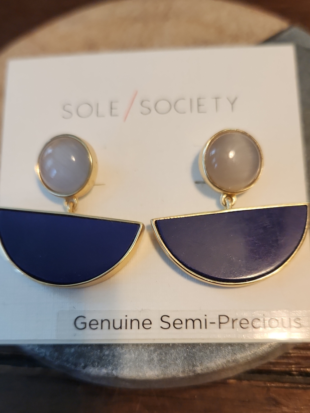 Sole Society Gold-Tone Earrings with Blue and Light Gray Accents